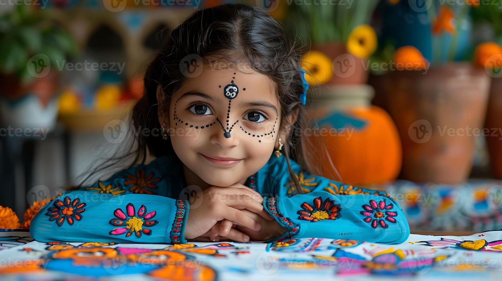 Childfriendly mehendi design with cute animal and floral patterns displayed on white paper for easy printing photo