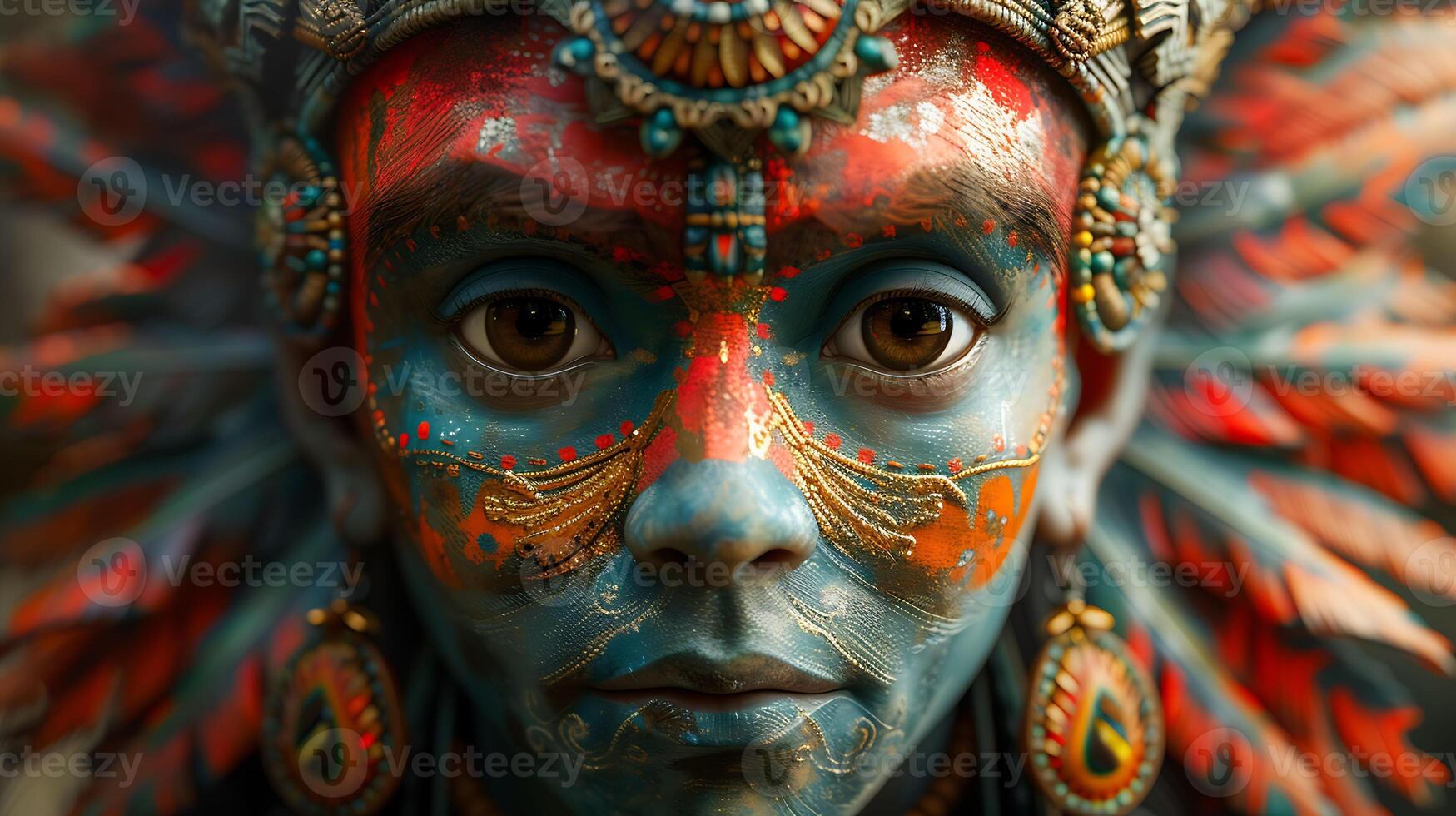 Hyperrealistic CGI rendering of the mythical figure of Tunupa using motion capture technology bringing the ancient deity to life with fluid movement and expressive detail photo