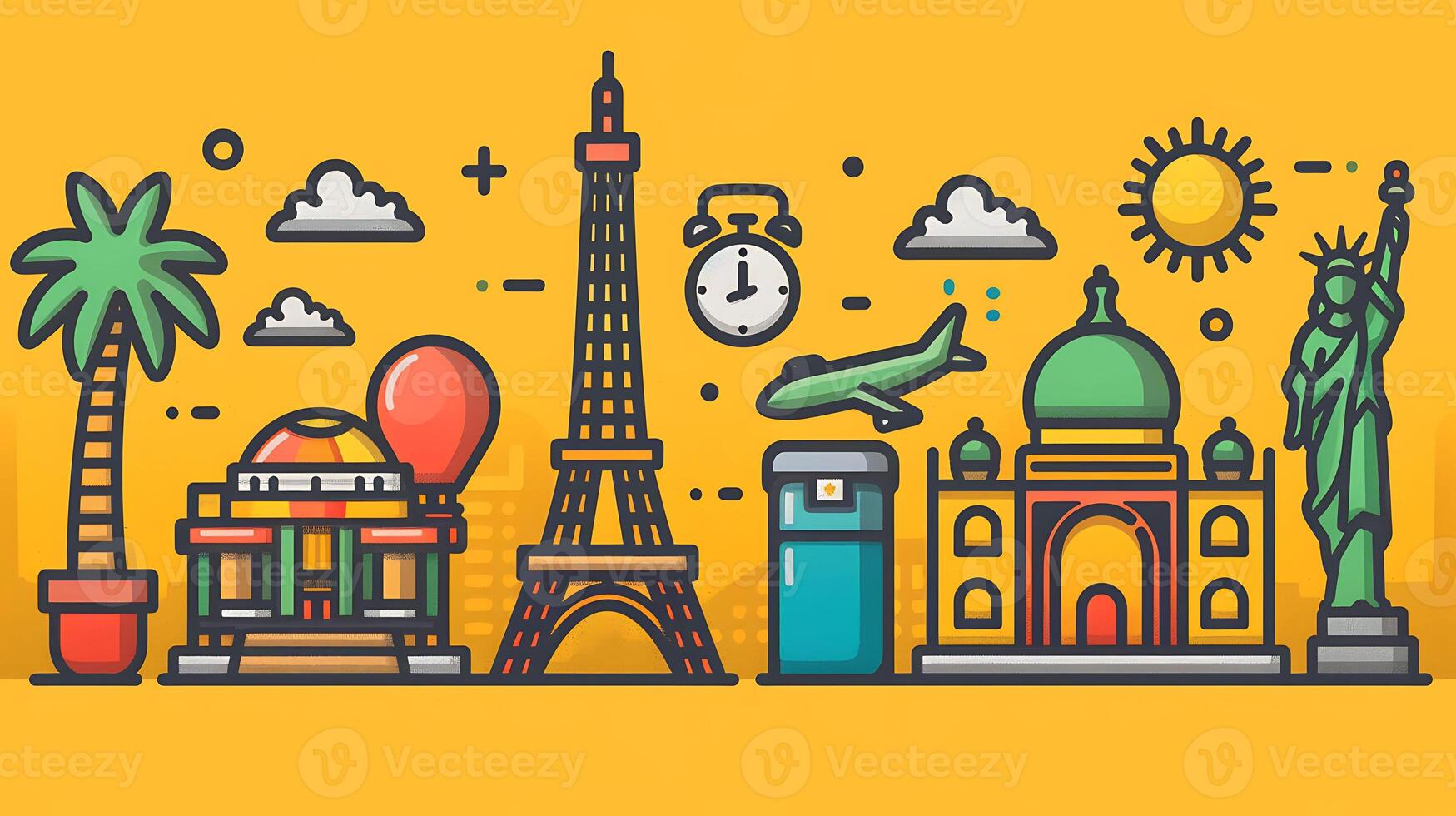 Icon pack travel tourism featuring symbol destination transportation mode accommodation option tourist attraction icon should evoke sense of adventure wanderlust while being functional easily photo