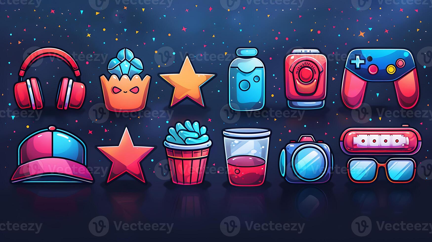Series of entertainment icon covering area such gaming music movie leisure activity icon should vibrant engaging compatible various digital medium platform application Background should white easy photo