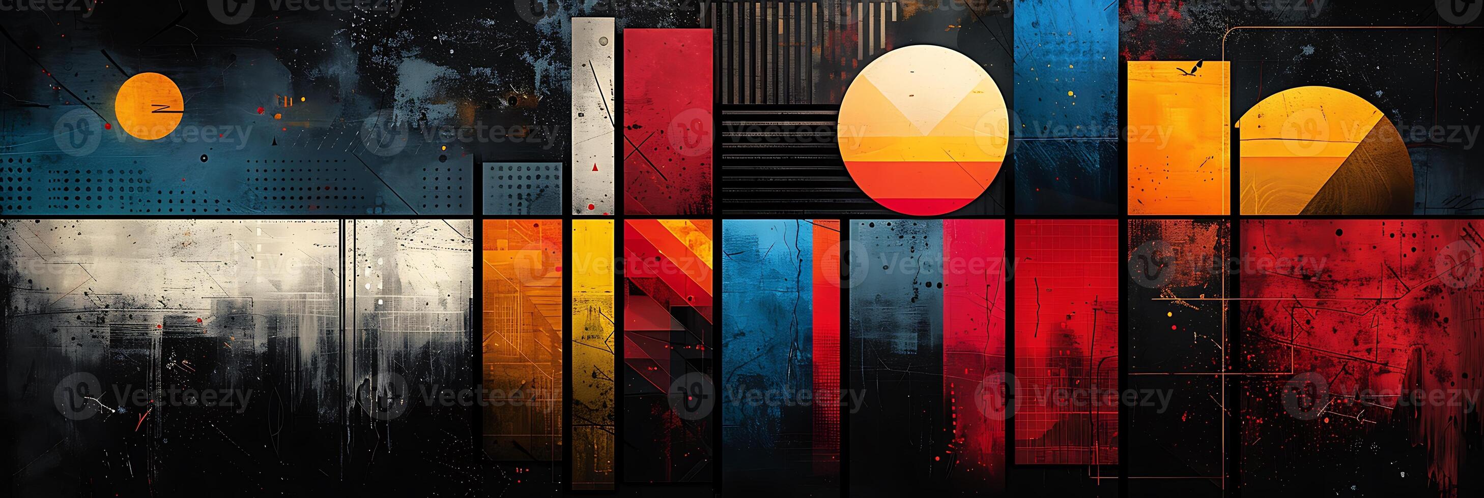 collage template featuring geometric shapes and vibrant colors photo