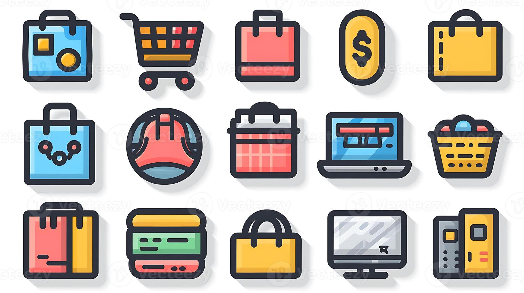 Develop set of icon specifically tailored ecommerce including symbol shopping cart payment method product category customer support icon should designed enhance user experience of online shopping photo