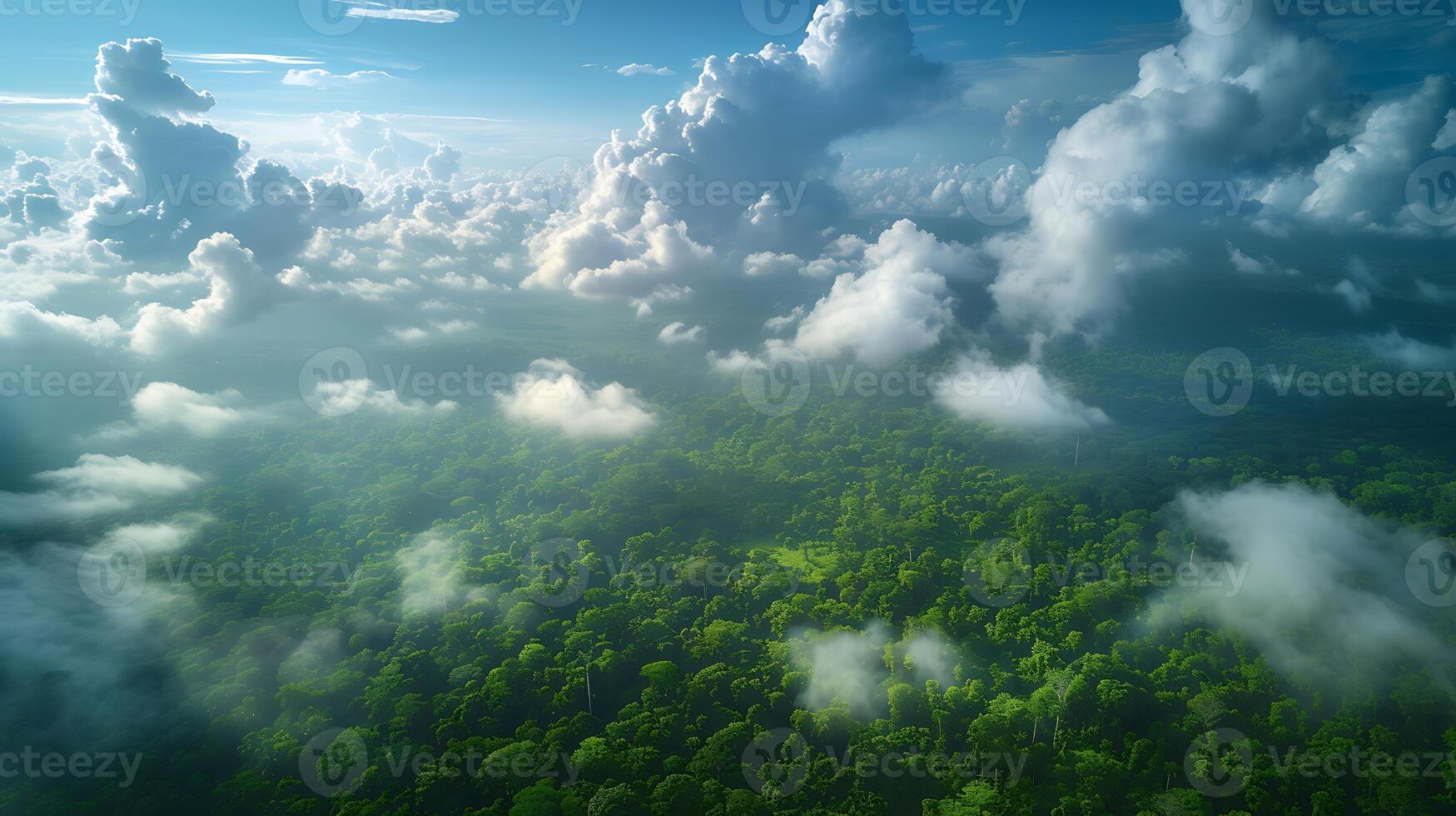 Expansive aerial panorama of the great ape civilization employing panoramic stitching techniques to seamlessly merge multiple highresolution images and capture the vastness of their forest domain photo