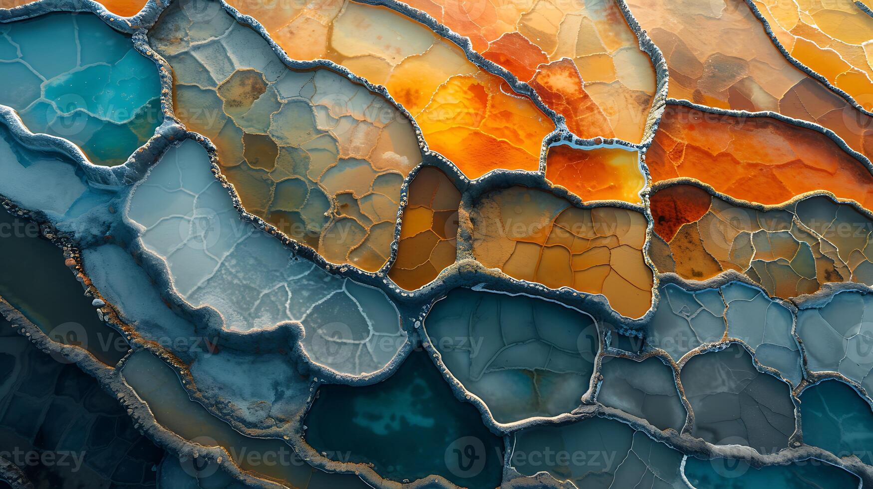 Ultrahighresolution aerial photograph of Maras salt mines using dronemounted medium format camera capturing intricate patterns and textures of the ancient terraced salt pans with unparalleled clarity photo