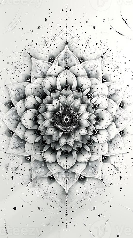 Detailed geometric patterns dot work for mehendi designs presented on white paper for easy application photo