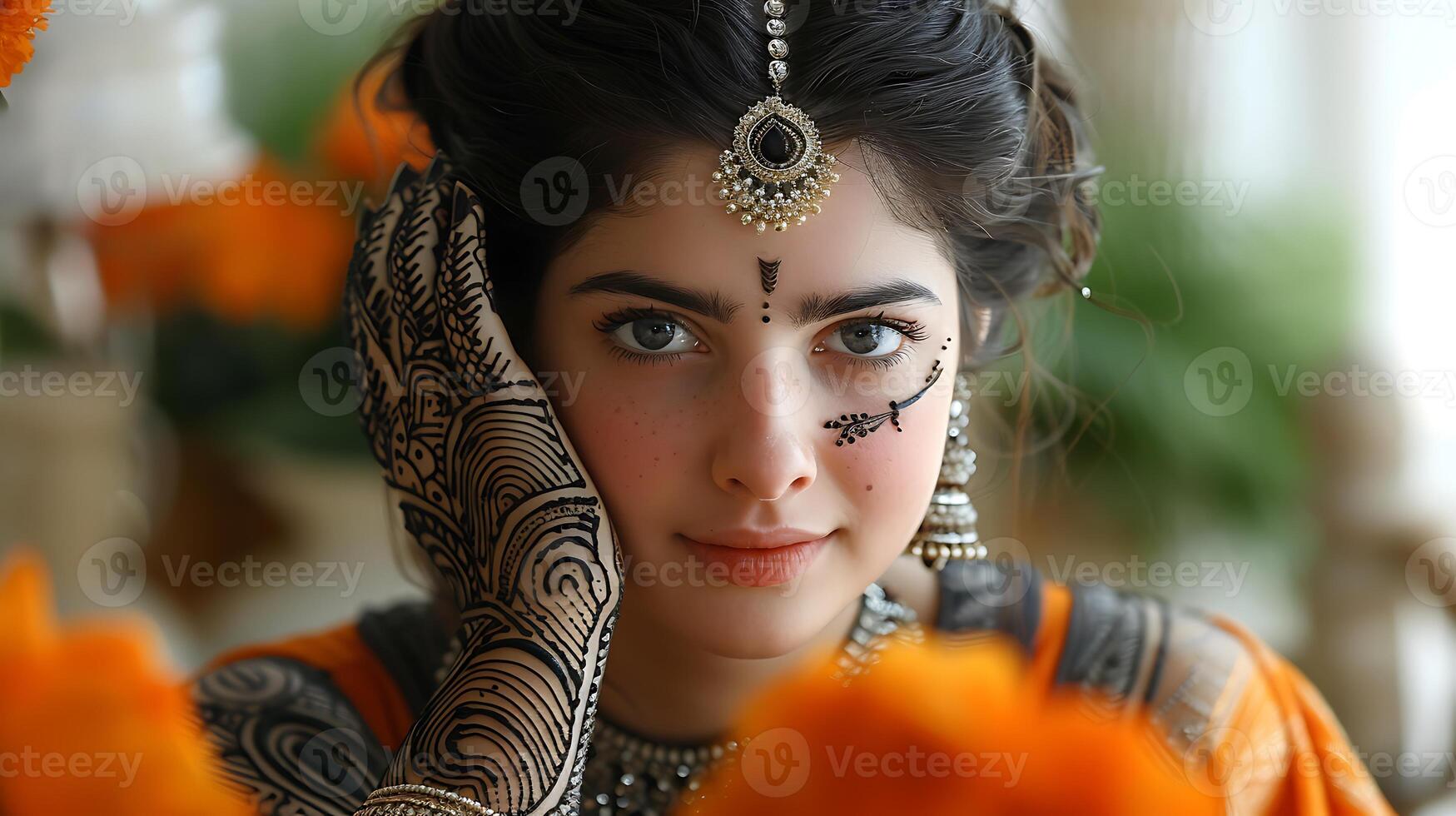 Produce mehendi design with peacock motifs on white paper suitable for decorative purposes for easy printing photo
