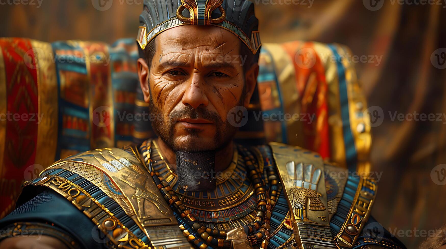 Ramesses II Ramesses Great Create a lifelike casual image showing Ramesses the Great in a regal yet relaxed pose perhaps overseeing construction projects or engaging in diplomatic affairs photo