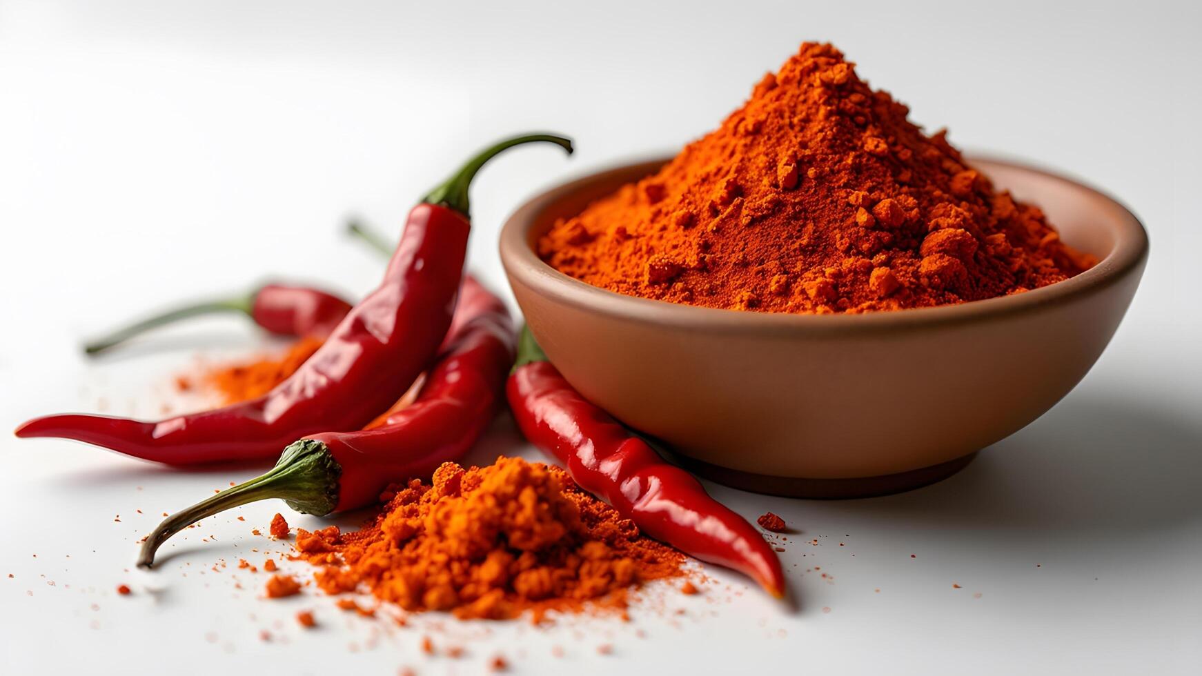 Vibrant Chili Powder and Fresh Peppers photo