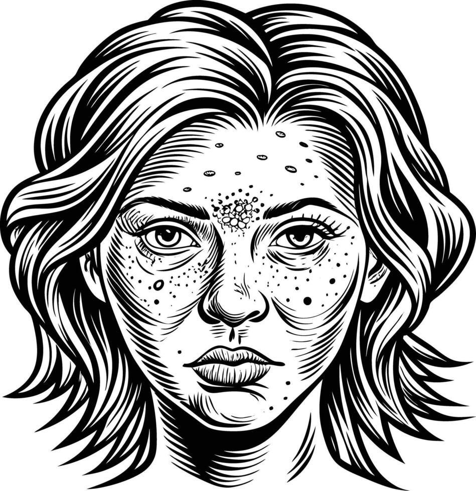 A woman with freckles on her face vector