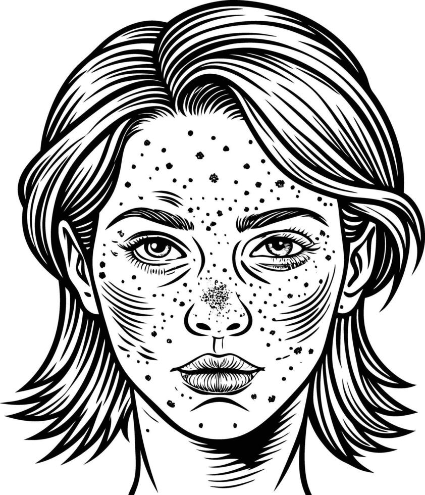 A woman with freckles on her face vector