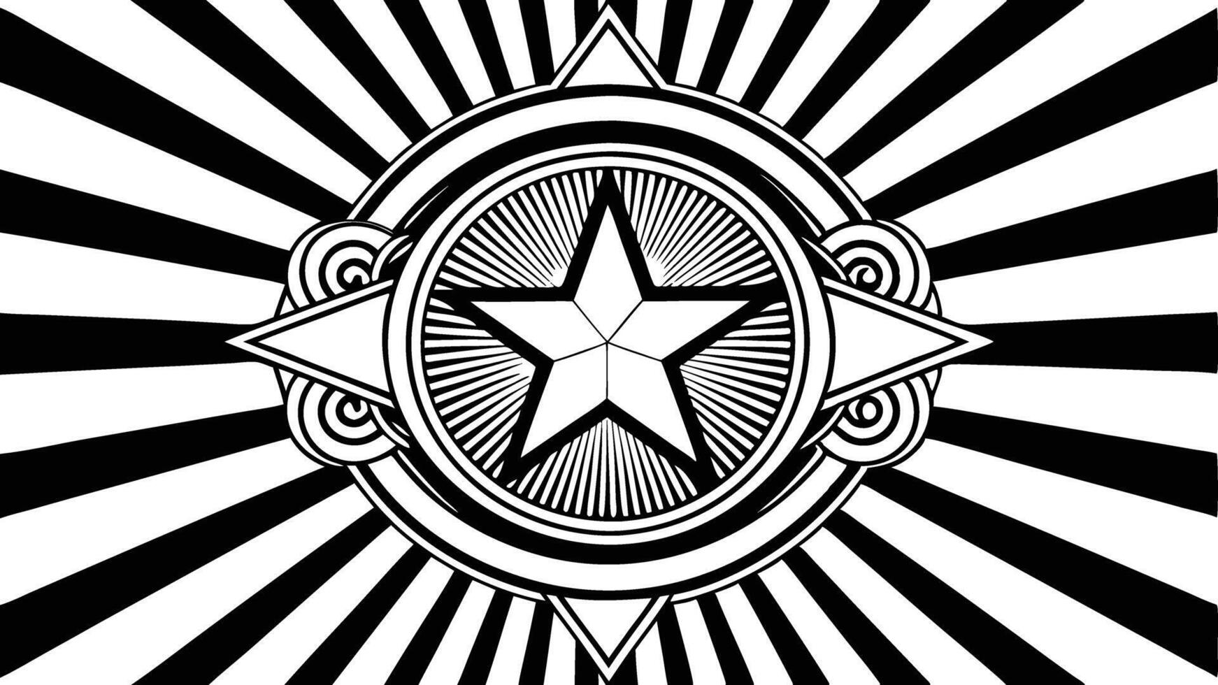 A black and white image of a star in a circle vector