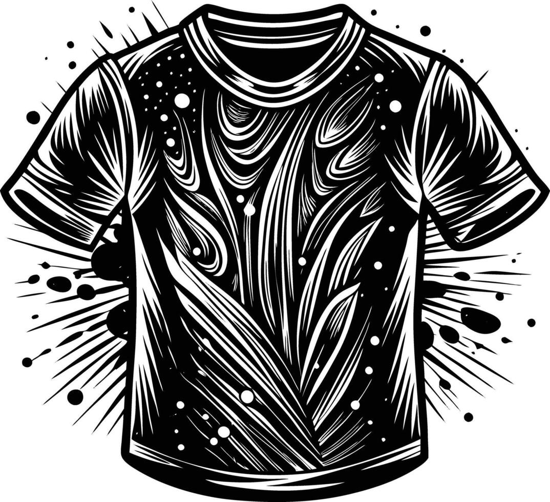 A black and white t - shirt with splashes vector