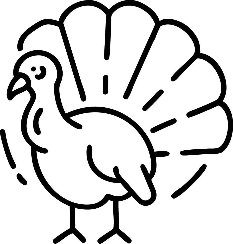A turkey is shown in a line drawing vector