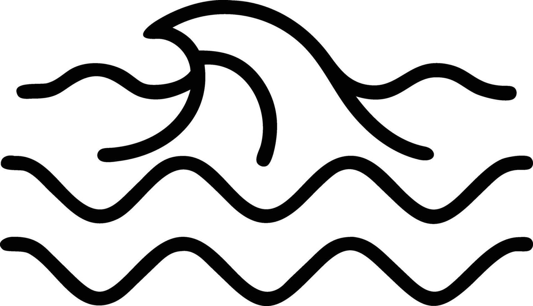 A wave is shown in a black and white drawing vector
