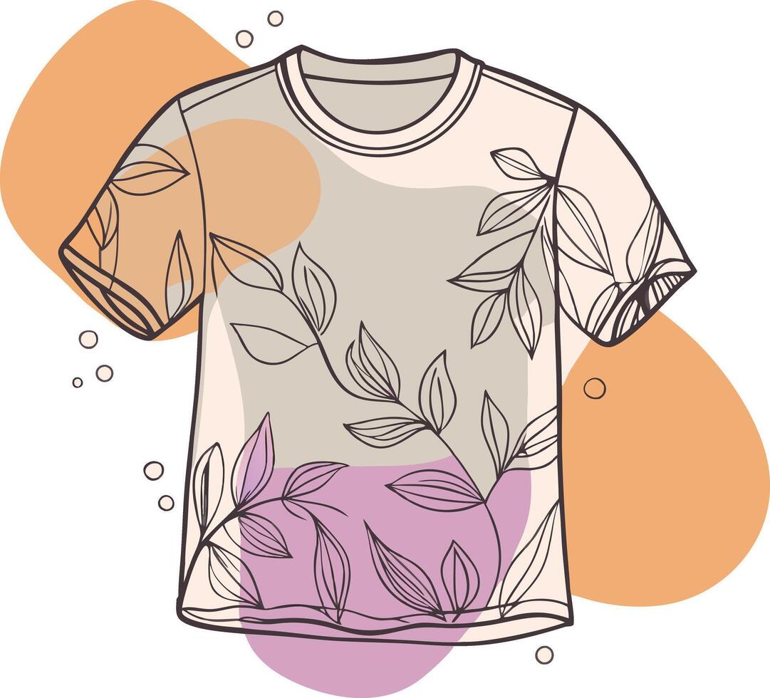 An illustration of a t - shirt with leaves vector