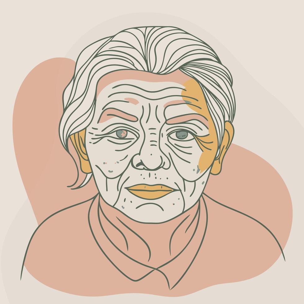 An old woman with wrinkles on her face vector