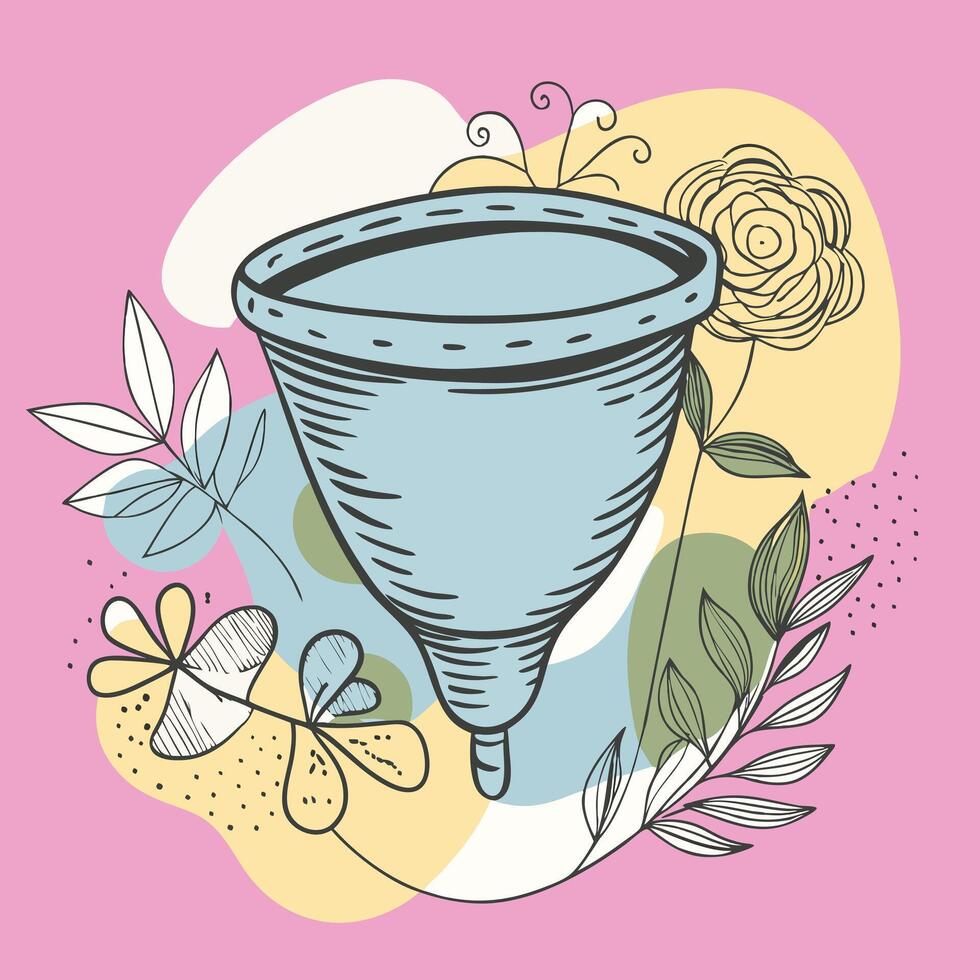 A funnel with flowers and leaves on a pink background vector