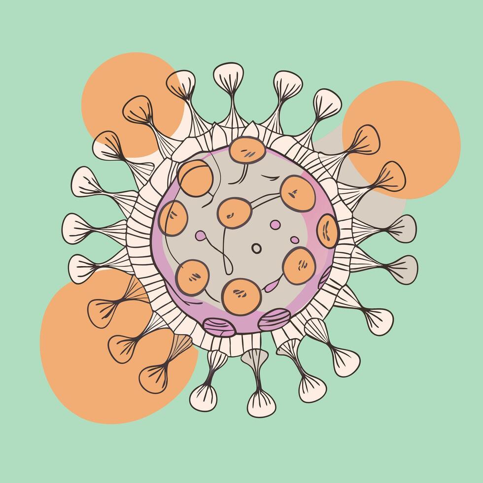 An illustration of a virus with a circle around it vector