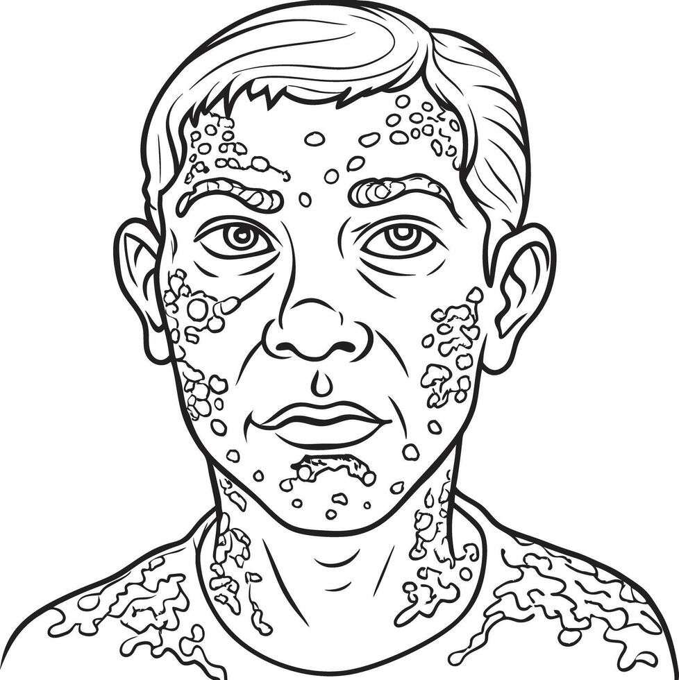 A man with spots on his face coloring page vector