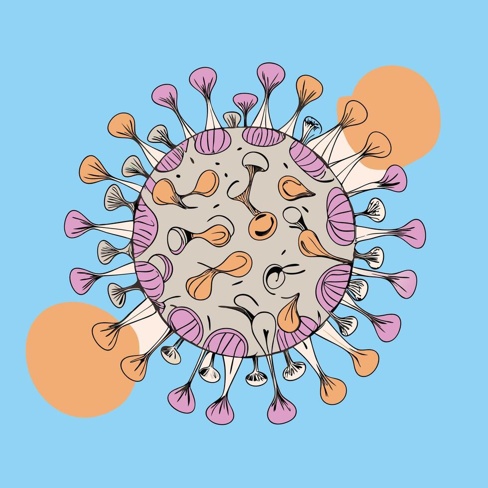 A cartoon virus with many different types of cells vector