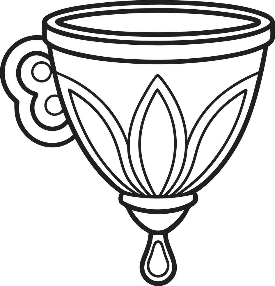 A cup with a drop of water coloring page vector