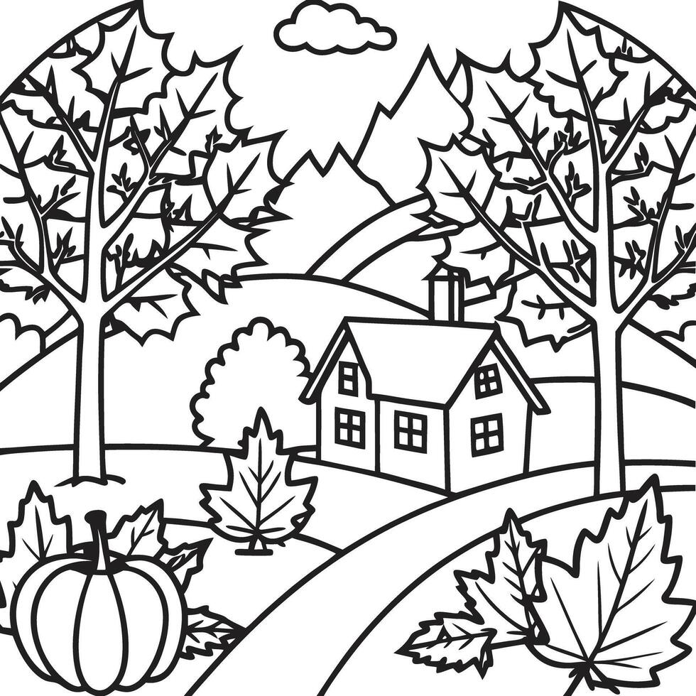 Autumn coloring pages for kids vector