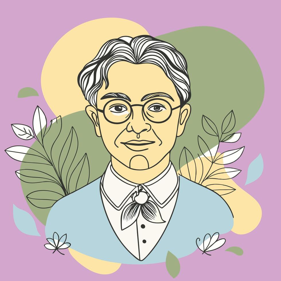 A drawing of a man with glasses and a tie vector