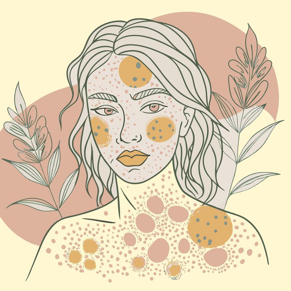Illustration of a woman with spots on her face vector