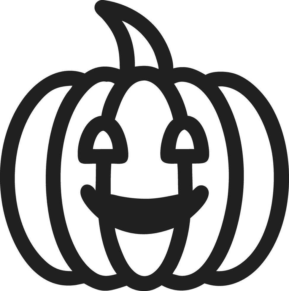 A black and white drawing of a smiling pumpkin vector
