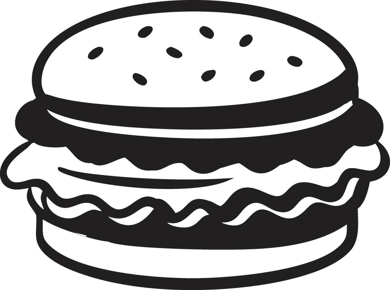 A black and white drawing of a hamburger vector