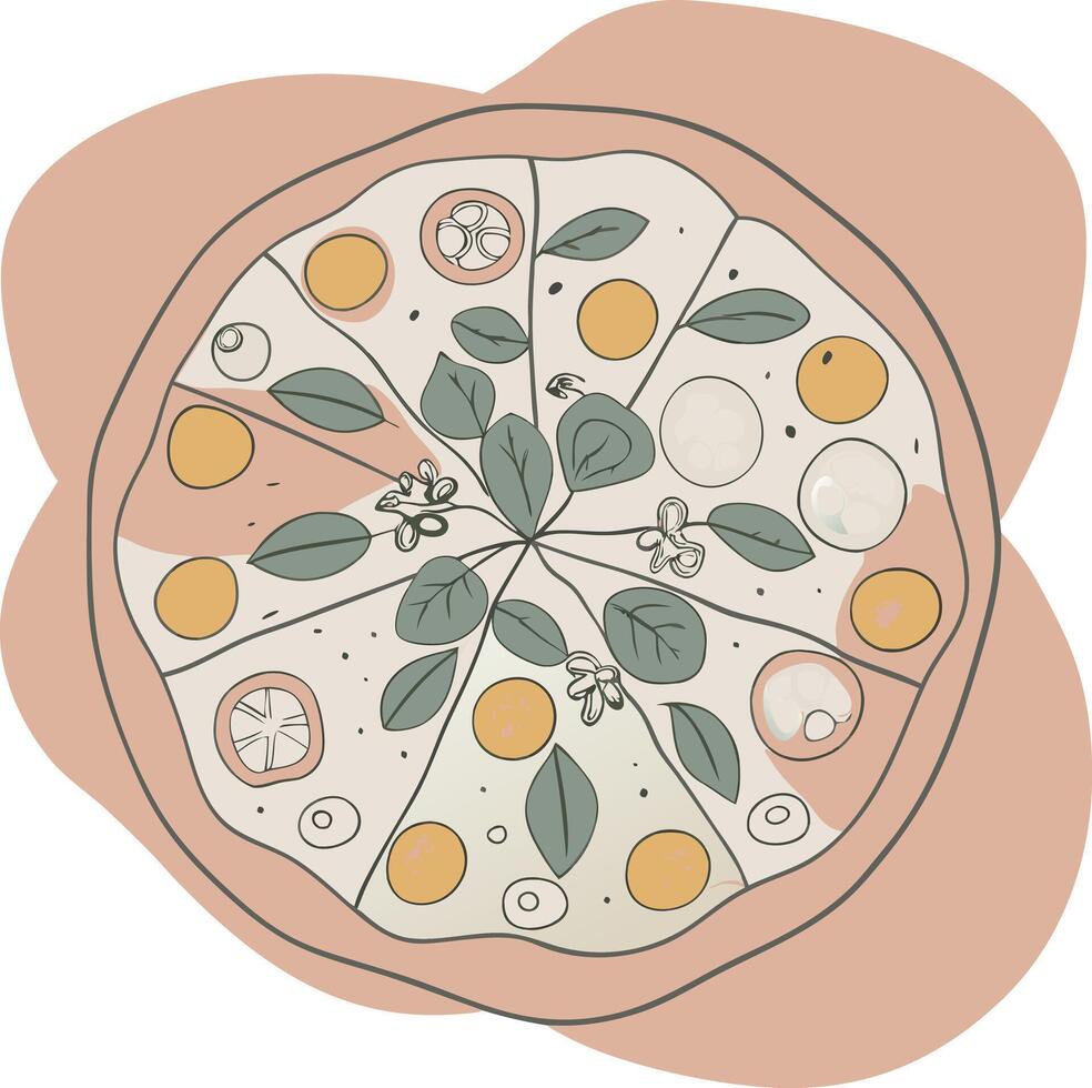 A pizza with a variety of toppings on it vector
