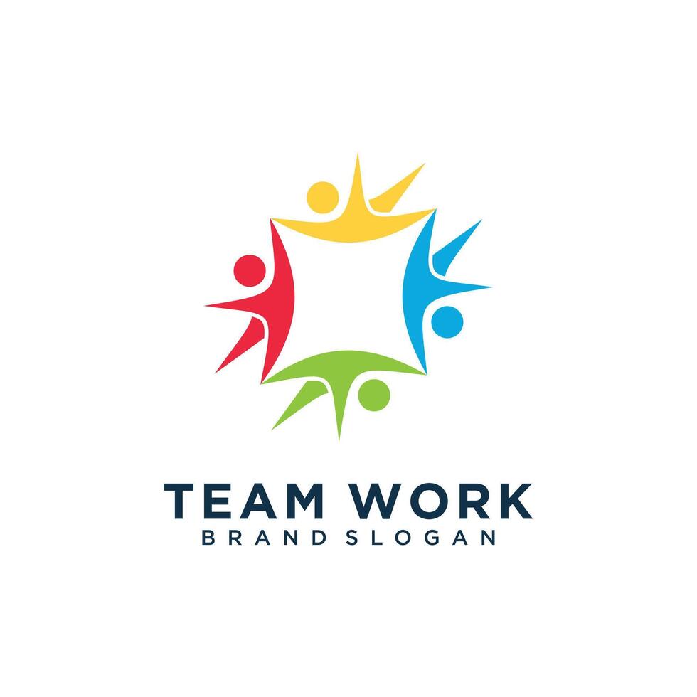 Team work icon logo design with creative unique concept Premium vector
