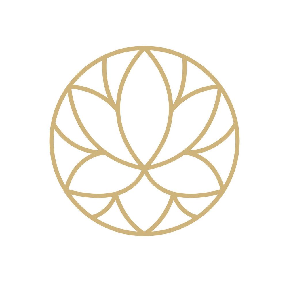 simple flower logo beige line design. template elegant element in trendy linear style. abstract emblem for floral shops or studios, wedding florists, creators of custom floral arrangements vector