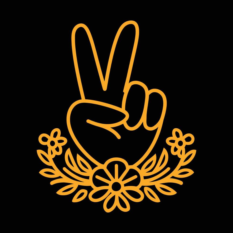 Peaceful Gesture Surrounded by Floral Illustration vector