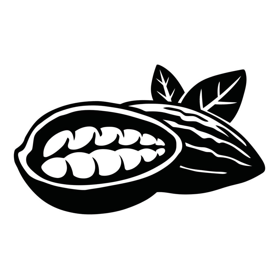 Illustration of Cocoa Pod with Beans and Leaves vector
