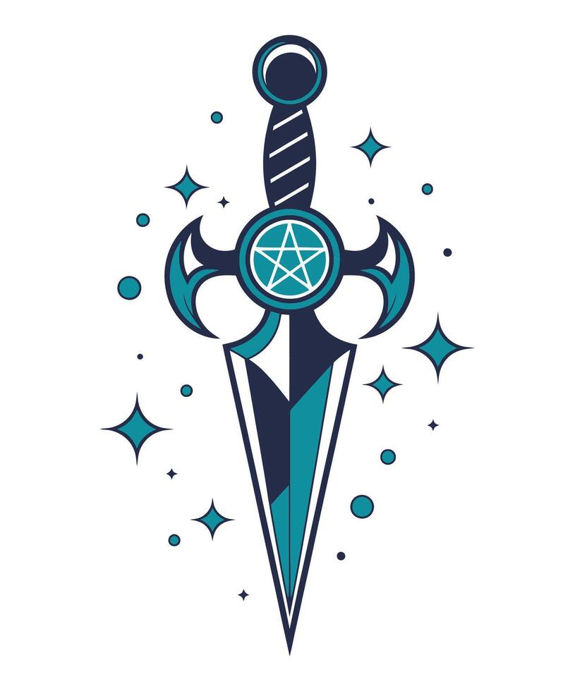 Mystical Dagger with Celestial Ornaments Illustration vector