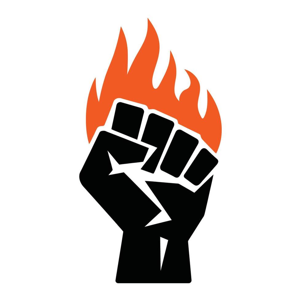 Fiery Fist Icon, Symbol of Strength and Defiance vector