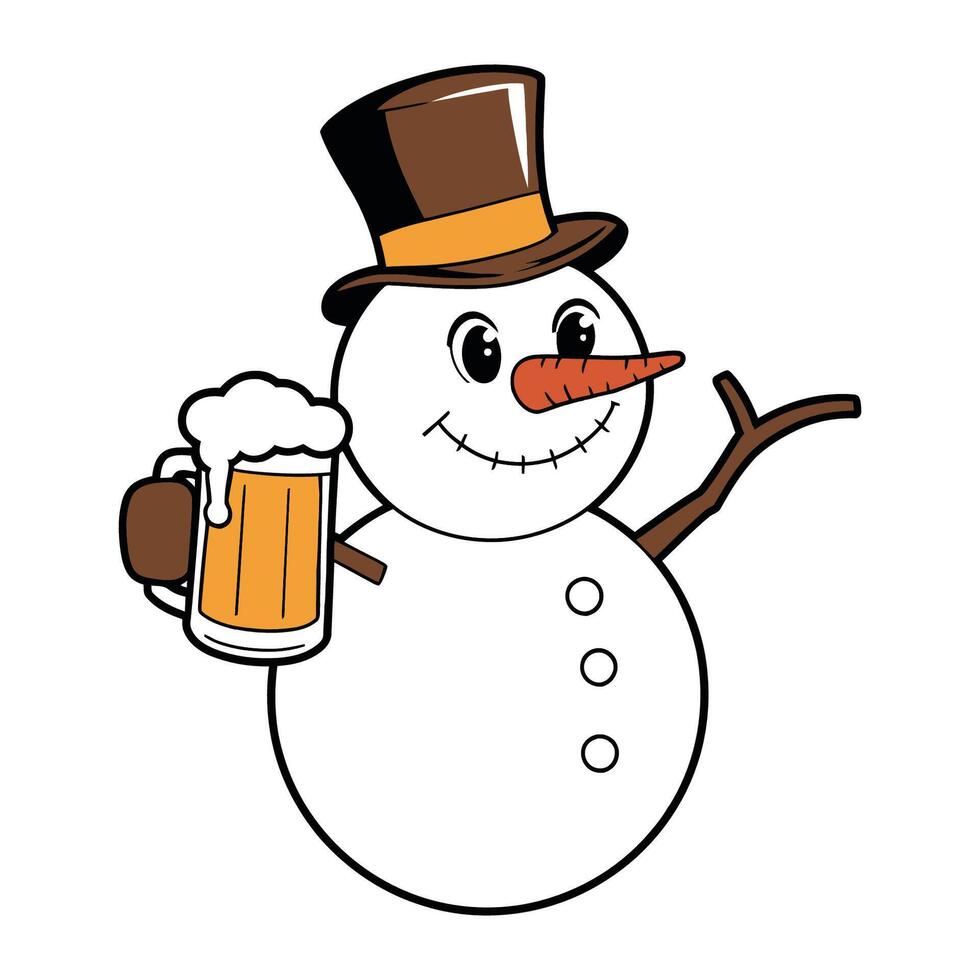 Snowman with Beer Mug and Top Hat Illustration vector