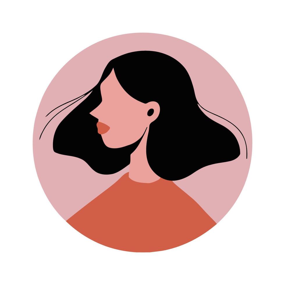 Minimalist Female with Short Hair Portrait in Abstract Style vector