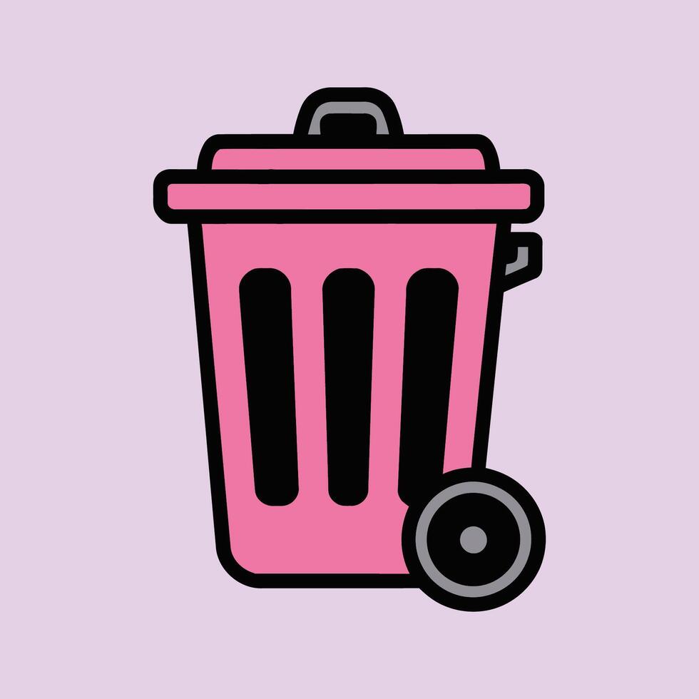 Pink trash can illustration vector