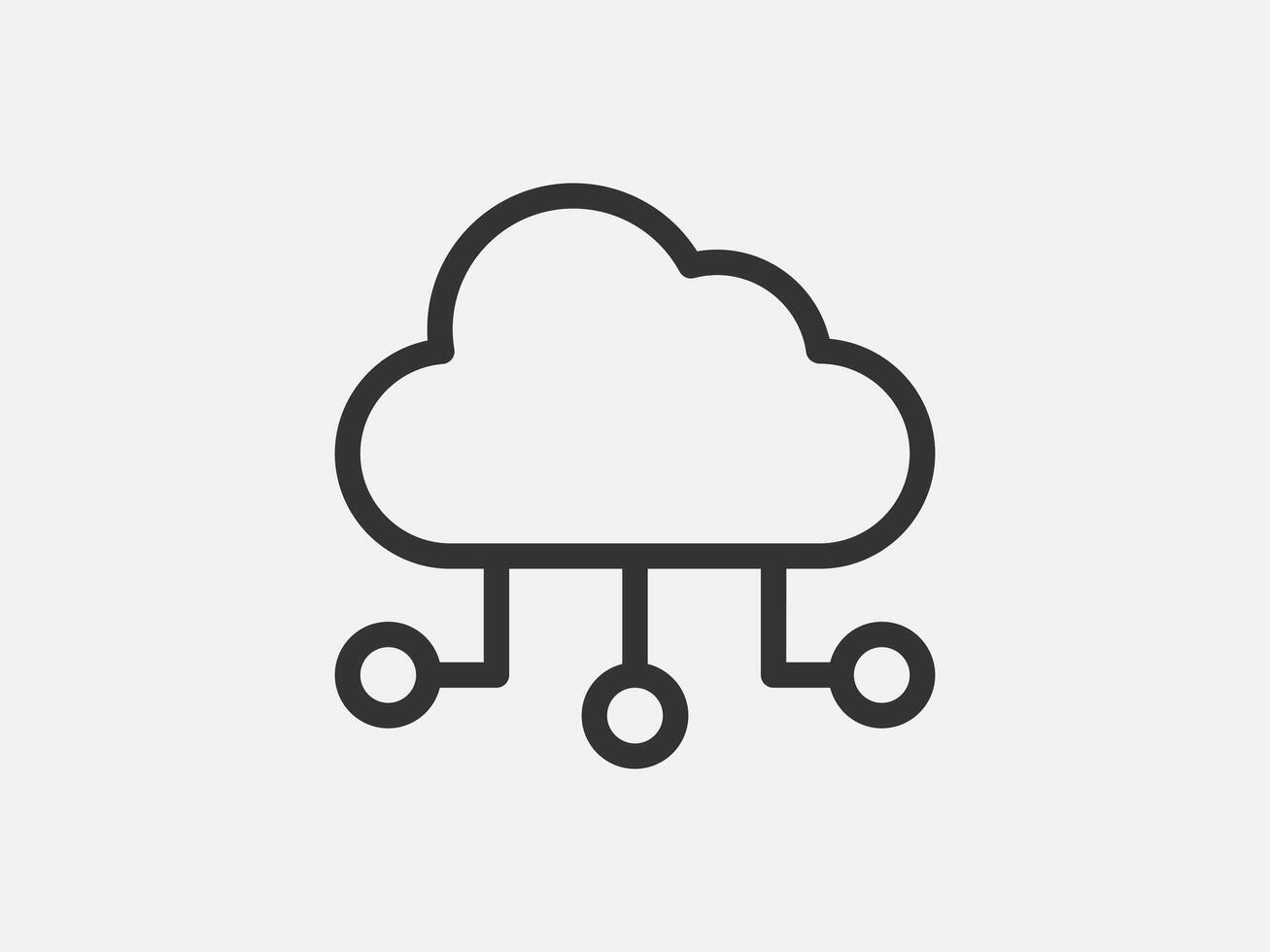 Technology icon cloud computing connection. Big data global server. Line design symbol. vector