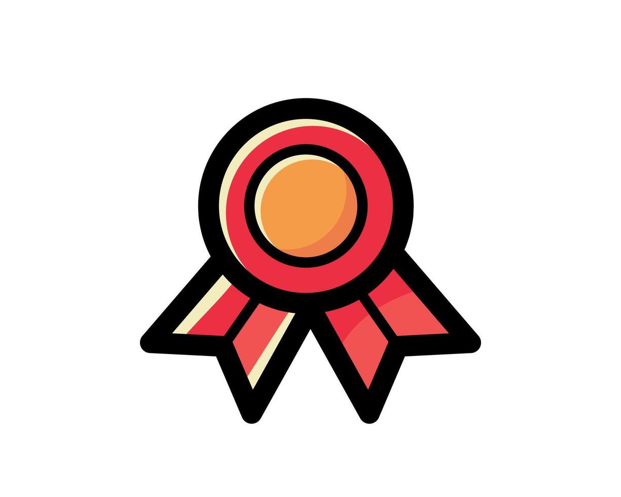 Medal with ribbon premium quality icon. Best choice label, certified badge, approval chec or award guarantee. vector