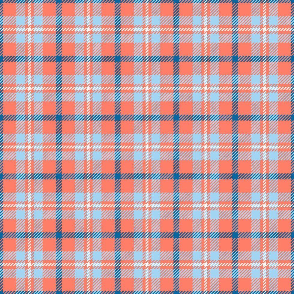 Ethnic check fabric pattern, everyday textile texture . Paint background plaid seamless tartan in cyan and red colors. vector