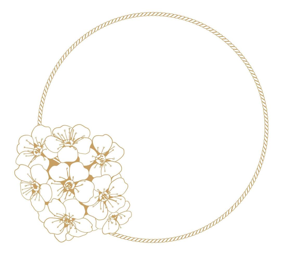 Floral round frame hand drawing design. flower border for invitation or greeting card. vector