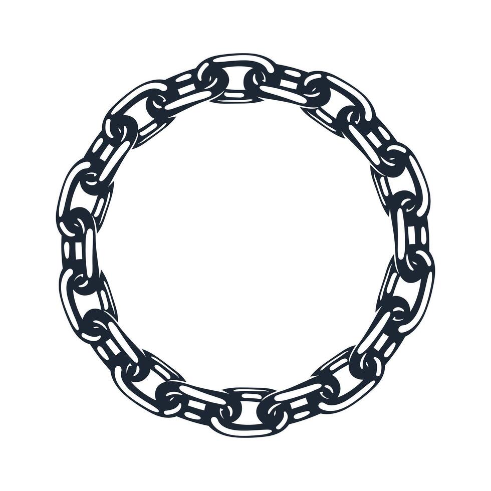 Metal chain icon. circle silhouette. vector