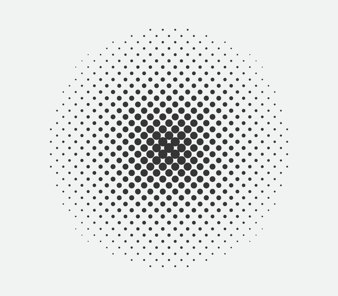 Circle halftone design element. Dots spotted black pattern. Comic style blob vector