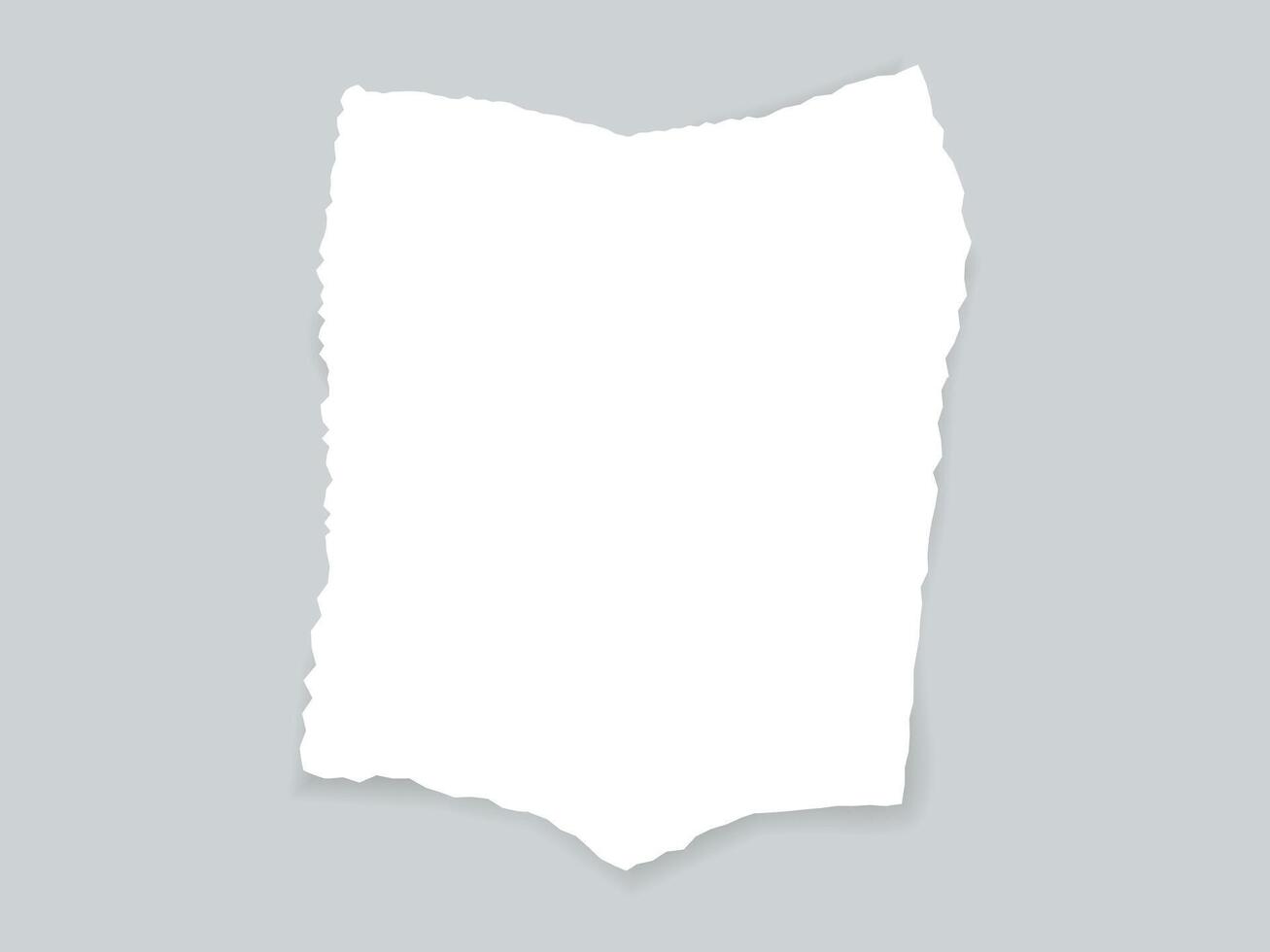 Torn edge paper illustration. Piece ripped blank with shadow. Rip white note vector