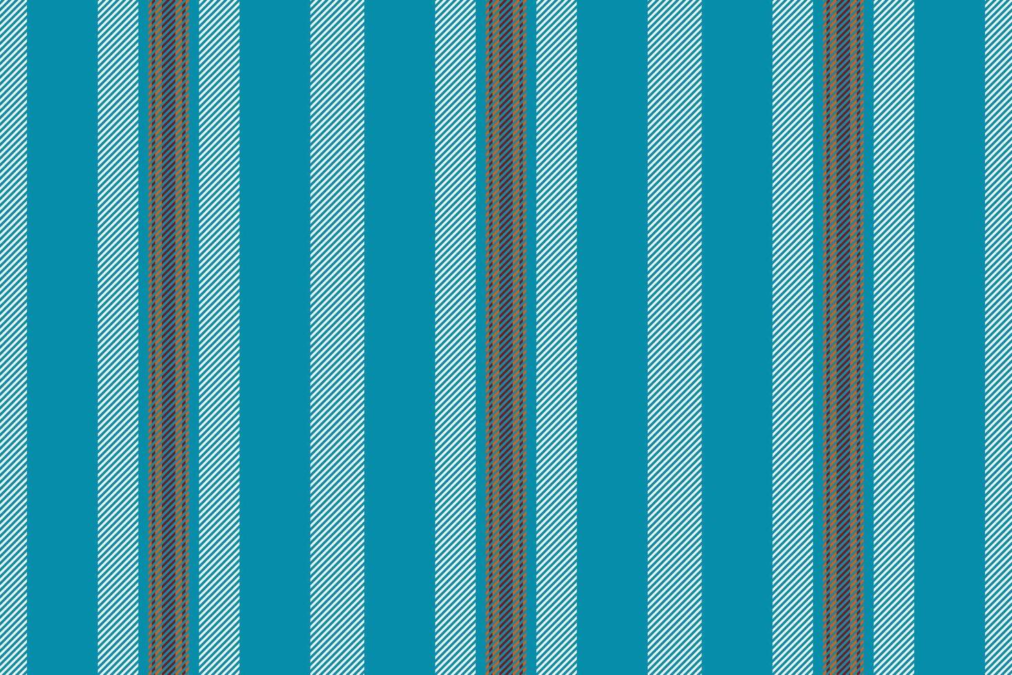 Minimal vertical stripe fabric, folklore textile texture lines. Teenage background seamless pattern in cyan and white colors. vector