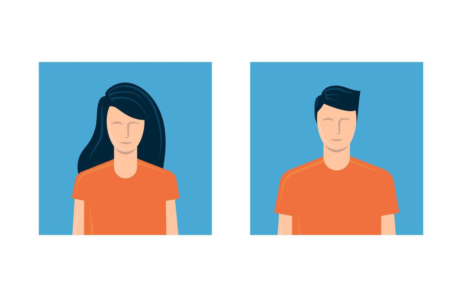 Young man and woman avatar template for social networks or mobile applications. illustration vector