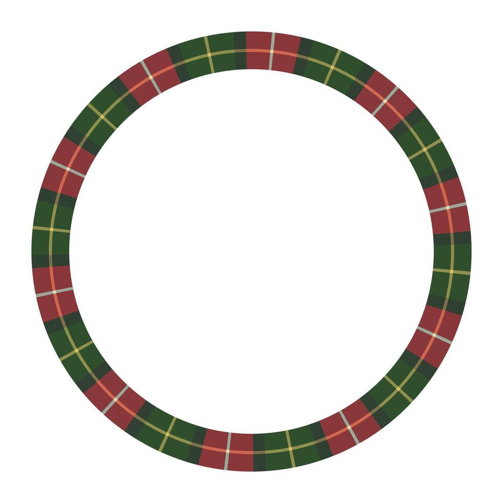 Round frame vintage pattern design template. Circle border designs plaid fabric texture. Scottish tartan background for collage art, gif card, handmade crafts. vector